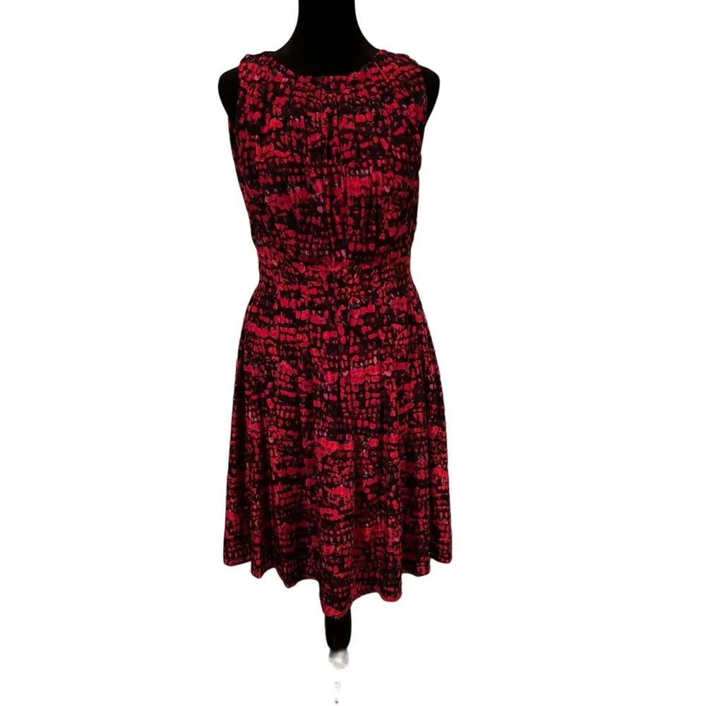 Marc New York Gorgeous Fit & Flare Red Print Dress - Picture 1 of 5